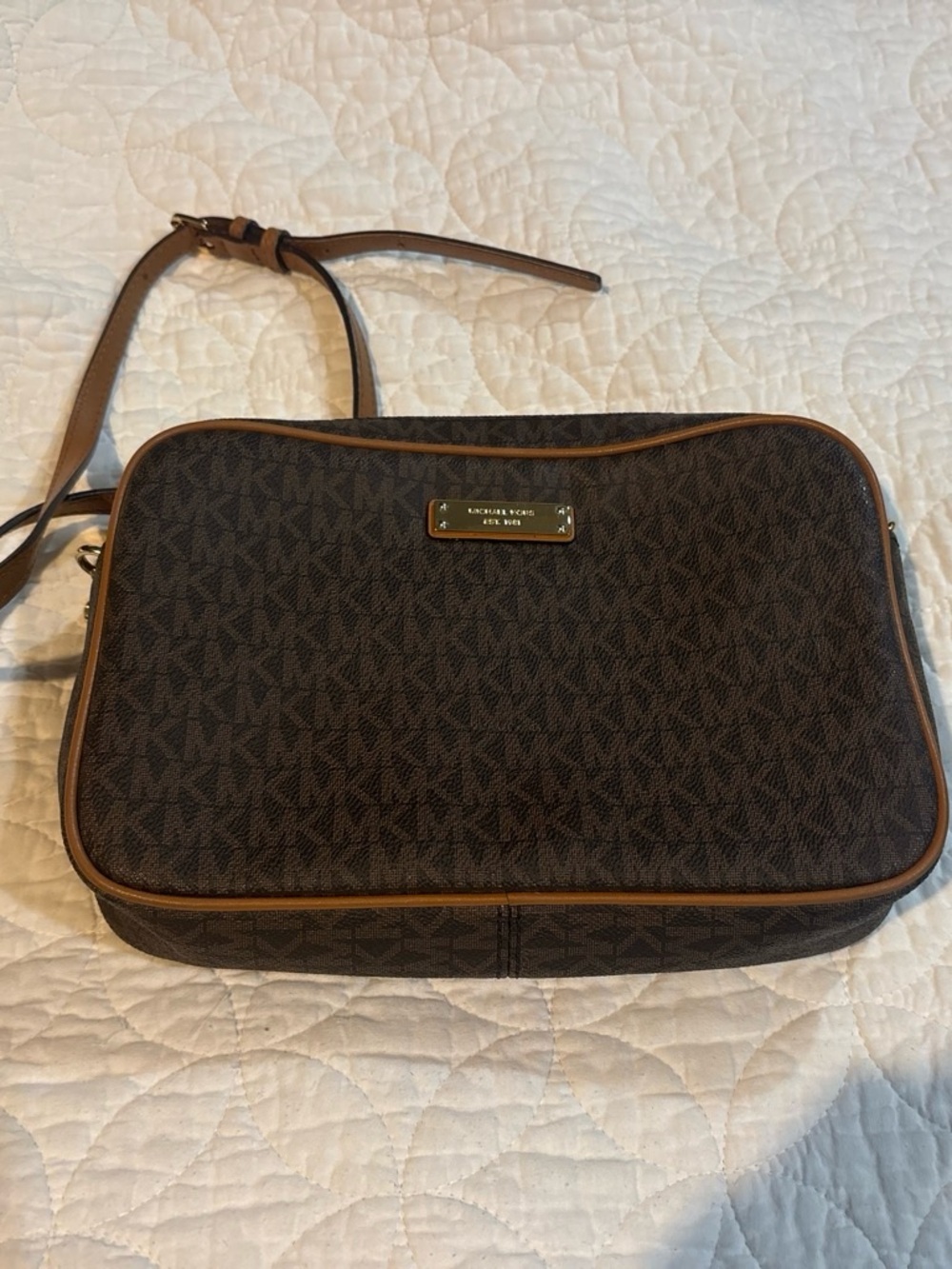 Michael Kors Jet Set Travel Logo Crossbody Brown MK Bag